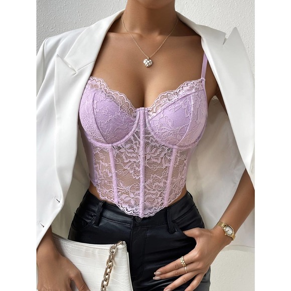 Lace Bustier Cami crop Top white - Picture 11 of 11